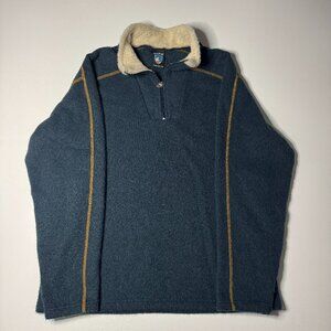 KUHL Europa 1/4 Zip Pullover Mens Sz XL Blue Fleece Sweater Outdoor Hiking